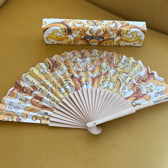Dolce & Gabbana Accessories - Dolce & Gabbana Gold and Cream Ornate Fan
